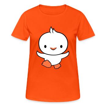 Ente rennt schnell will fliegen niedlich flattern - Frauen T-Shirt atmungsaktiv - Neonorange - Vorne - AI Model Female 172 dark (172cm)