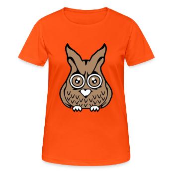 Owl bird eagle owl peeps creepy big horror eyes - Women's Breathable T-Shirt - neon orange - Front - AI Model Female 172 dark (172cm)