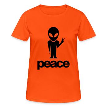 alien_peace_symbol_f1 - T-shirt respirant Femme - orange néon - Devant - AI Model Female 172 dark (172cm)