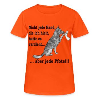 Aber jede Pfote M - Frauen T-Shirt atmungsaktiv - Neonorange - Vorne - AI Model Female 172 dark (172cm)