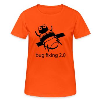 bug fixing einfarbig - Frauen T-Shirt atmungsaktiv - Neonorange - Vorne - AI Model Female 172 dark (172cm)