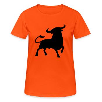kampfstier andalusien spanischer baskischer stier - Frauen T-Shirt atmungsaktiv - Neonorange - Vorne - AI Model Female 172 dark (172cm)