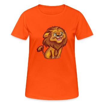 Löwenkind - Frauen T-Shirt atmungsaktiv - Neonorange - Vorne - AI Model Female 172 dark (172cm)