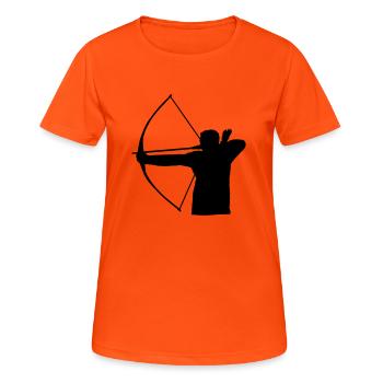 Bogenschütze - Frauen T-Shirt atmungsaktiv - Neonorange - Vorne - AI Model Female 172 dark (172cm)