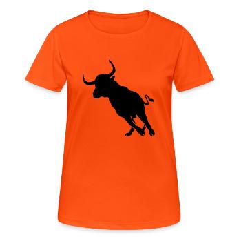 Stier - Frauen T-Shirt atmungsaktiv - Neonorange - Vorne - AI Model Female 172 dark (172cm)