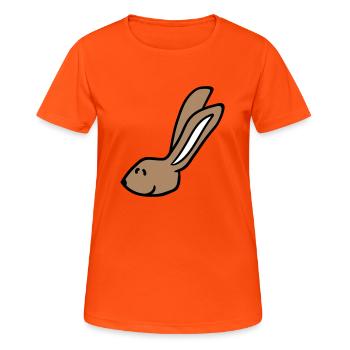 Hase Kaninchen Häschen Cartoon Kleintier niedlich - Frauen T-Shirt atmungsaktiv - Neonorange - Vorne - AI Model Female 172 dark (172cm)