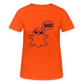 Effrayer Ghost Boo - T-shirt respirant Femme - orange néon - Devant - AI Model Female 172 dark (172cm)