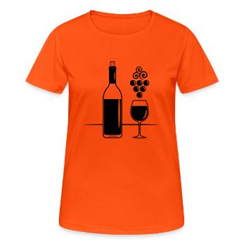 bouteille de vin en verre vigne - T-shirt respirant Femme - orange néon - Devant - AI Model Female 172 dark (172cm)