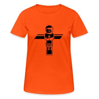 Soccer player (negativ) - Kickershirt - Frauen T-Shirt atmungsaktiv - Neonorange - Vorne - AI Model Female 172 dark (172cm)