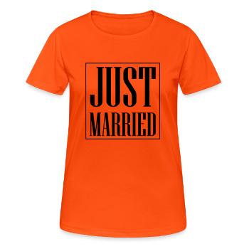 Mariage tout juste marié - T-shirt respirant Femme - orange néon - Devant - AI Model Female 172 dark (172cm)