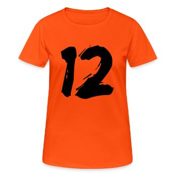 Brushed 12 - Frauen T-Shirt atmungsaktiv - Neonorange - Vorne - AI Model Female 172 dark (172cm)