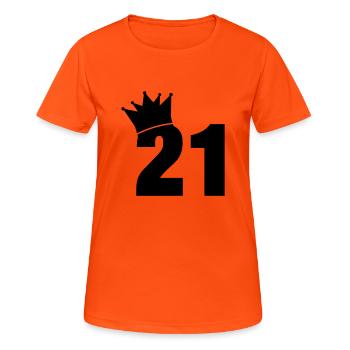 21_krone_f1 - Frauen T-Shirt atmungsaktiv - Neonorange - Vorne - AI Model Female 172 dark (172cm)