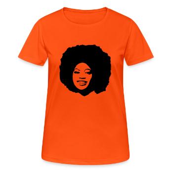 AFROKOPF - Frauen T-Shirt atmungsaktiv - Neonorange - Vorne - AI Model Female 172 dark (172cm)