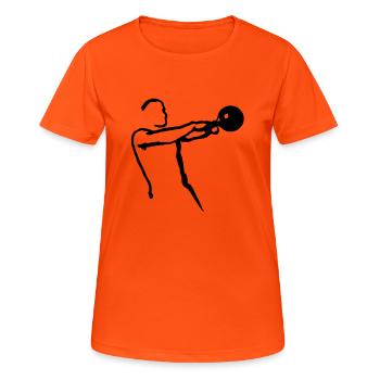 Kettlebell Swing groß - Frauen T-Shirt atmungsaktiv - Neonorange - Vorne - AI Model Female 172 dark (172cm)