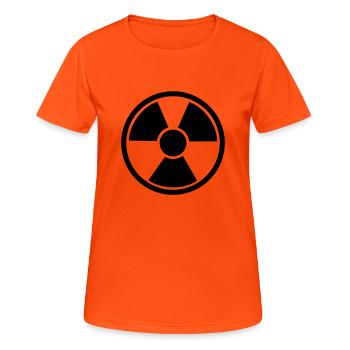 Atom kern energie nuclear - Frauen T-Shirt atmungsaktiv - Neonorange - Vorne - AI Model Female 172 dark (172cm)