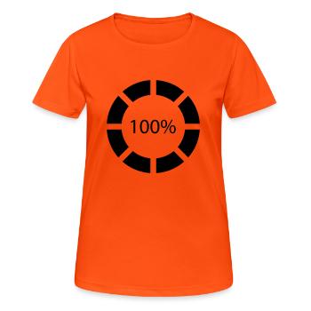 Loading bar, Preload, Bar, load, computer, !00% - Frauen T-Shirt atmungsaktiv - Neonorange - Vorne - AI Model Female 172 dark (172cm)