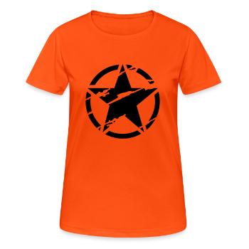 star - Frauen T-Shirt atmungsaktiv - Neonorange - Vorne - AI Model Female 172 dark (172cm)
