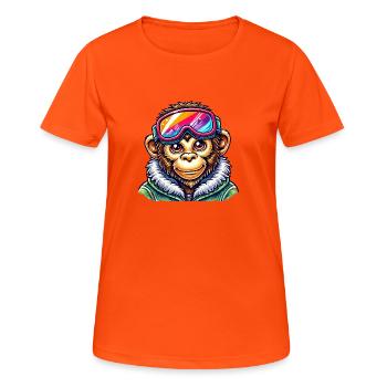 affe skibrille - Frauen T-Shirt atmungsaktiv - Neonorange - Vorne - AI Model Female 172 dark (172cm)
