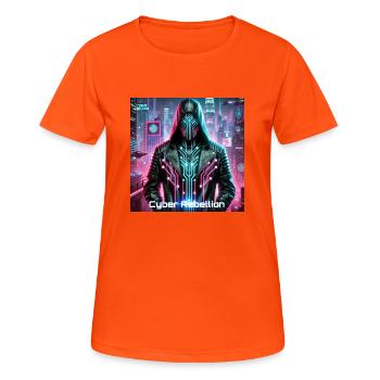 Cyber-rébellion - Black Ghost - T-shirt respirant Femme - orange néon - Devant - AI Model Female 172 dark (172cm)