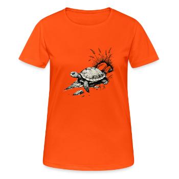 Schildkröte - Frauen T-Shirt atmungsaktiv - Neonorange - Vorne - AI Model Female 172 dark (172cm)