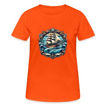 Logo du voilier - T-shirt respirant Femme - orange néon - Devant - AI Model Female 172 dark (172cm)