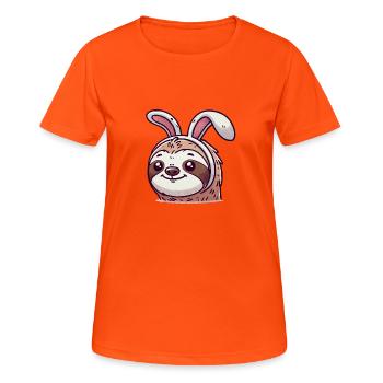 Paresseux Lapin paresseux - T-shirt respirant Femme - orange néon - Devant - AI Model Female 172 dark (172cm)