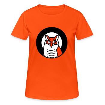 Eule Vogel Uhu Nachtvogel Schleiereule Kauz Comic - Frauen T-Shirt atmungsaktiv - Neonorange - Vorne - AI Model Female 172 dark (172cm)