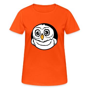 Eule Vogel Uhu Nachtvogel Schleiereule Kauz Comic - Frauen T-Shirt atmungsaktiv - Neonorange - Vorne - AI Model Female 172 dark (172cm)