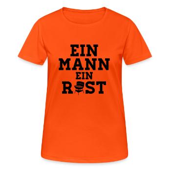EIN MANN EIN ROST - Grillschürze - Frauen T-Shirt atmungsaktiv - Neonorange - Vorne - AI Model Female 172 dark (172cm)
