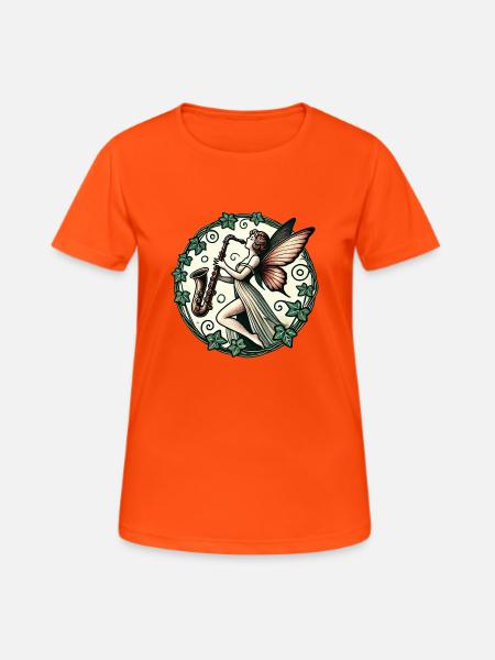 Saxophon Fee - Frauen T-Shirt atmungsaktiv - Neonorange