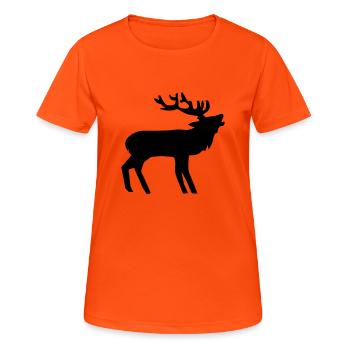 Hirsch - Frauen T-Shirt atmungsaktiv - Neonorange - Vorne - AI Model Female 172 dark (172cm)