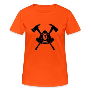 Fire Chief - Frauen T-Shirt atmungsaktiv - Neonorange - Vorne - AI Model Female 172 dark (172cm)