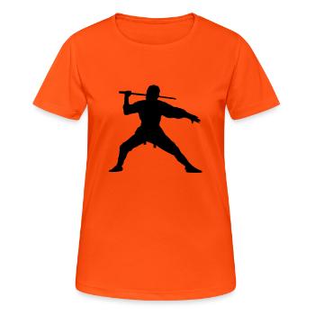 Ninja - Frauen T-Shirt atmungsaktiv - Neonorange - Vorne - AI Model Female 172 dark (172cm)