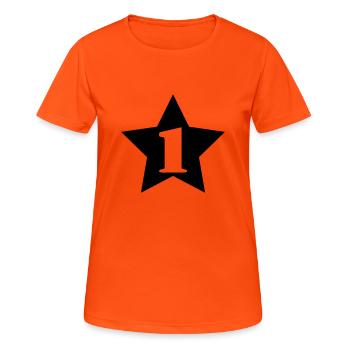 1_star___f1 - Frauen T-Shirt atmungsaktiv - Neonorange - Vorne - AI Model Female 172 dark (172cm)