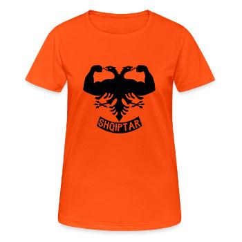 Kosovo shqiptar - Frauen T-Shirt atmungsaktiv - Neonorange - Vorne - AI Model Female 172 dark (172cm)