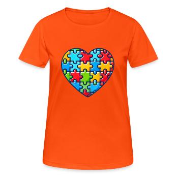Autisme Cœur Journée de sensibilisation à l’autisme - T-shirt respirant Femme - orange néon - Devant - AI Model Female 172 dark (172cm)