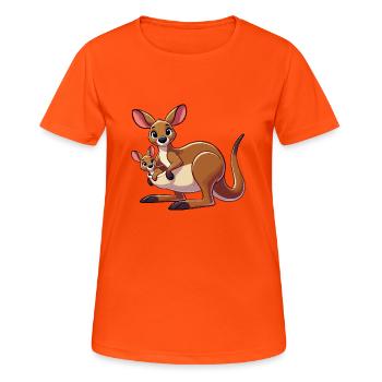 Mère kangourou avec enfant - T-shirt respirant Femme - orange néon - Devant - AI Model Female 172 dark (172cm)