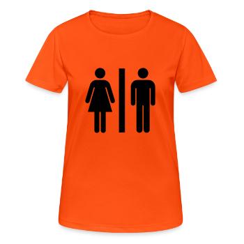 Toilet sign - Women's Breathable T-Shirt - neon orange - Front - AI Model Female 172 dark (172cm)