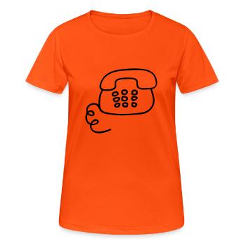 Retro phone - Line - Women's Breathable T-Shirt - neon orange - Front - AI Model Female 172 dark (172cm)