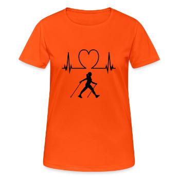 Nordic walking - Frauen T-Shirt atmungsaktiv - Neonorange - Vorne - AI Model Female 172 dark (172cm)