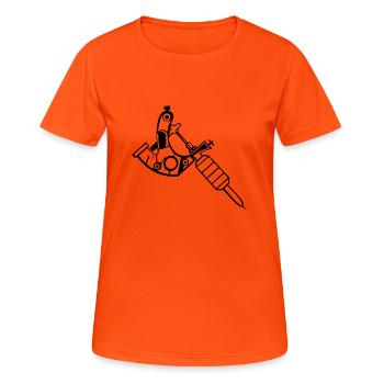 Tattoo Machine - Women's Breathable T-Shirt - neon orange - Front - AI Model Female 172 dark (172cm)
