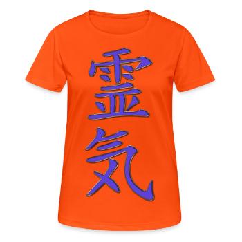 REIKI violette d'or - T-shirt respirant Femme - orange néon - Devant - AI Model Female 172 dark (172cm)