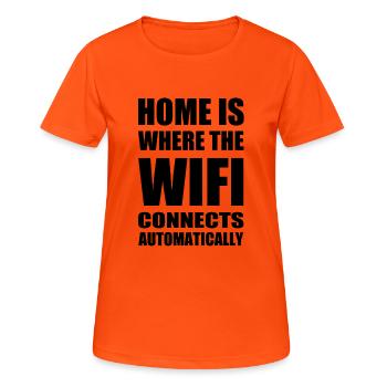 wifi home black - Frauen T-Shirt atmungsaktiv - Neonorange - Vorne - AI Model Female 172 dark (172cm)