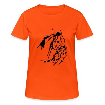 Westernpferd - Frauen T-Shirt atmungsaktiv - Neonorange - Vorne - AI Model Female 172 dark (172cm)