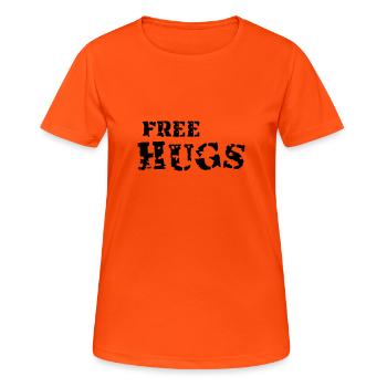 free hugs - Frauen T-Shirt atmungsaktiv - Neonorange - Vorne - AI Model Female 172 dark (172cm)