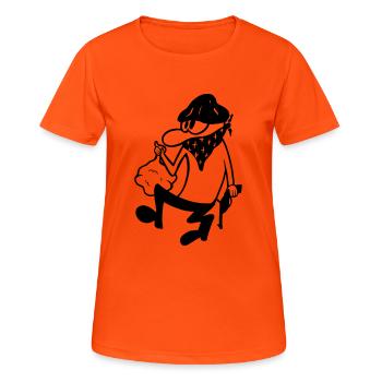 Der Bandit - Frauen T-Shirt atmungsaktiv - Neonorange - Vorne - AI Model Female 172 dark (172cm)