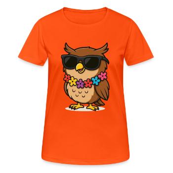 Owl Flower Necklace - Women's Breathable T-Shirt - neon orange - Front - AI Model Female 172 dark (172cm)