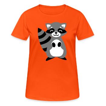 Waschbär Tierkind Raccoon animal child Geschenk - Frauen T-Shirt atmungsaktiv - Neonorange - Vorne - AI Model Female 172 dark (172cm)