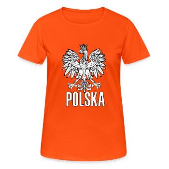 Polska Eagle - T-shirt respirant Femme - orange néon - Devant - AI Model Female 172 dark (172cm)
