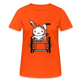 Hase Rollstuhl winkt behindert laufen krank Beine - Frauen T-Shirt atmungsaktiv - Neonorange - Vorne - AI Model Female 172 dark (172cm)